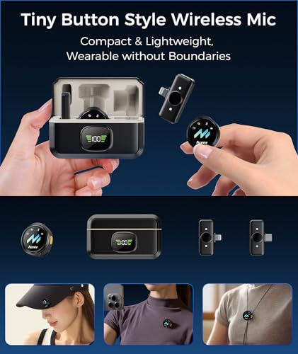 Wireless Lavalier Microphone for iPhone & Android Phones, Clip-on Lapel Mic | AI Noise Reduction & Hi-Fi Audio & 24H Working Time & 50M/164FT Range, for Video Recording/Live Stream/Vlog/Podcast/Interview