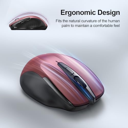 TECKNET Wireless Mouse Rechargeable, 2.4G Computer Mice with USB-A Receiver | 2.4G Connection, 800mAh Battery, 3X Faster Charging, Silent Click, 6-Level 4800 DPI, Ergonomic Design for All-day Comfort - color: Red