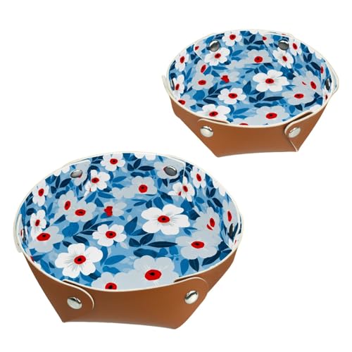 2Pcs PU Dice Holder Folding for RPG DND Table Games, Dice Trays Storage Box Portable Folding Rolling Dice Tray, Blue Pattern White Floral - color: Multi 19