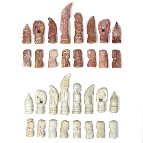 Global Crafts Maasai Tribe Soapstone Chess Set - Hand Carved Chess Board - Ages 6+ - size: 14 Inch