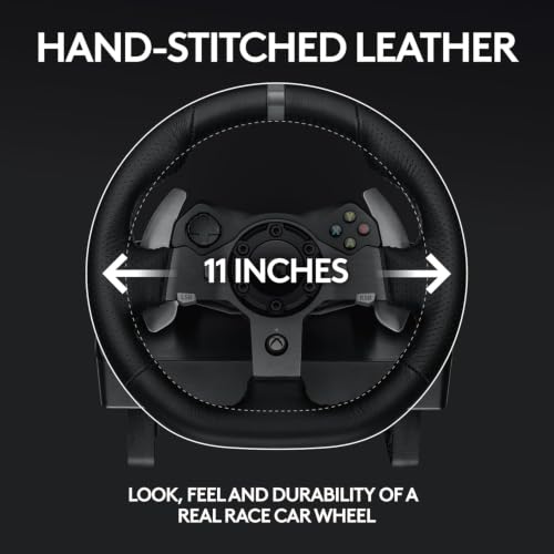 Logitech G920 Driving Force Racing Wheel and Floor Pedals for Xbox Series X|S, One, PC – Real Force Feedback, Hand-Stitched Leather, Stainless Steel Paddle Shifters with Signature Series Microfiber Lens Cloth