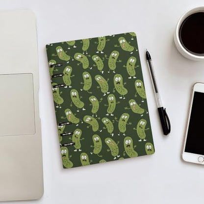 JOJOART Cute Pickle Characters Funny Journals Binder Notebook Loose Leaf 6-Ring Professional Notebook,Spiral Notebooks Refillable Journal Notebook,90 Sheets for Office Travel Planner