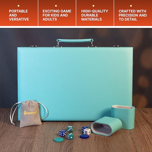 Large Turquoise Backgammon Set for Adults - Classic Board Game for 2 Players Adults and Kids - Premium 15 Inch Backgammon Board with 32 Playing Pieces in Quality PU Leather Case - style: Premium Turquoise