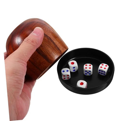 VOSAREA Wooden Dice Rolling Cup Set with Lid Capacity Shaking Box for Board Games Includes Small Dice and Easy to Clean Storage Cup