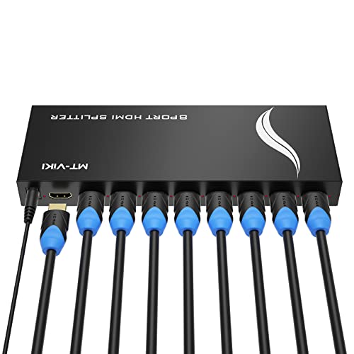 MT-VIKI HDMI Splitter 1 in 8 Out, Powered 8 Port HDMI Signal Duplicator Supports 4K@30Hz, Long Distance Transmission for Conference Room, Church,Classroom, Retail Display - size: 1x8 4K30