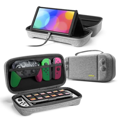Hard Storage Case Compatible with Nintendo Switch, tomtoc Original Protective Hardshell Travel Handle Case Carrying Bag Cover fit Nintendo Switch Console Accessories, 18 Game Card Slots