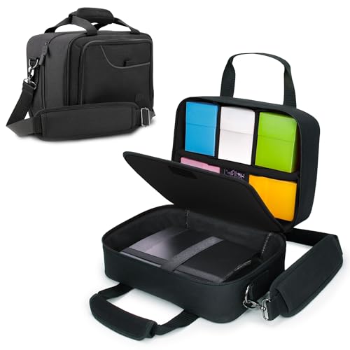 USA Gear TCG Bag Fits Magic the Gathering Deck Boxes, One Piece, Lorcana, Dice Bags, Loose Cards & more TCG Accessories - MTG Deck Box Bag with Padded Shoulder Strap, Customizable Interior - Black - color: Black, size: Small