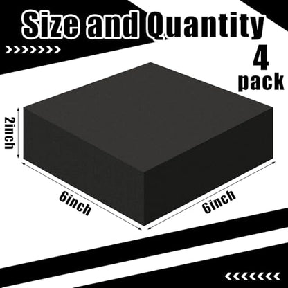 4 Pcs 2" Thick Foam Padding Sheet with Adhesive Backing Block | 6 Inch x 6 Inch, Closed Cell, Self Stick Neoprene Insulation Foam Sheet, Black, for Furniture Cars Speakers - color: Black, size: 2 Inch Thick, 6 x 6 Inches