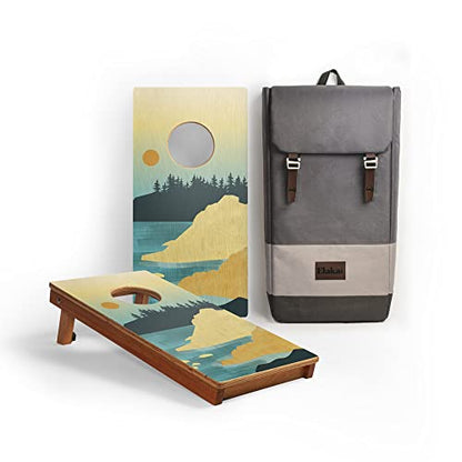 Elakai National Parks Series Premium Travel Cornhole Boards with Carry Case Backpack 1x2 - color: Acadia 1x2