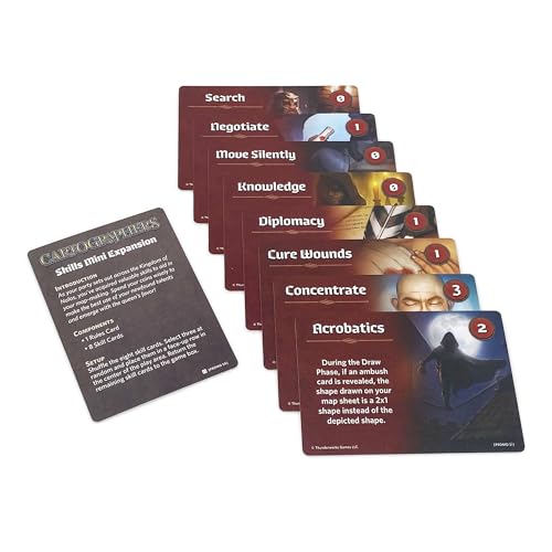 Cartographers: Skills 1 Mini-Expansion | 8 Powerful New Skill Cards | Strategic Variety for Cartographers & Cartographer Heroes | Fantasy Map Drawing Family Strategy Board Game by Thunderworks Games