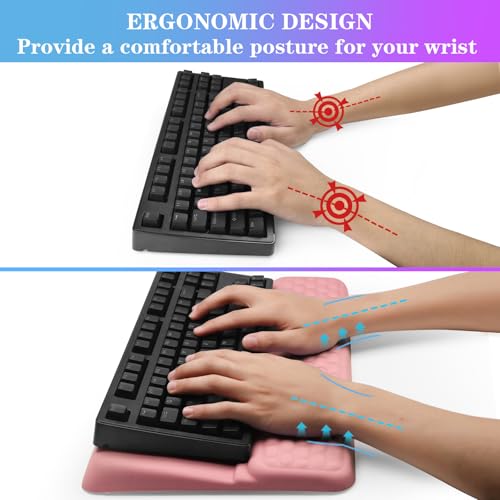 Computer Keyboard Stand with Wrist Rest, Ergonomic Tilted Keyboard Holder - Keyboard Riser with Wrist Pad - Keyboard Tray Support for Office Home - Pink - color: Keyboard Stand - Pink