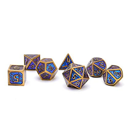 Metal dice Set D&D, Polyhedron DND Dungeons and Dragons Metal DND dice Set, Suitable for Pathfinder RPG Shadow Run Savage World and Other Role-Playing Game dice Sets - color: Glitter Bronze