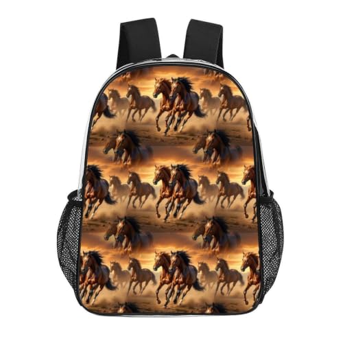 Waterproof Clear Beach Backpack Large Capacity PVC See Through Bag | Stadium Approved, Animal Running Wild Horse Designs, Large Capacity, Daypack for Travel College Beach - color: Pattern (842)