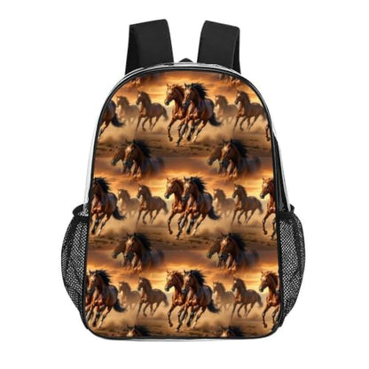 Waterproof Clear Beach Backpack Large Capacity PVC See Through Bag | Stadium Approved, Animal Running Wild Horse Designs, Large Capacity, Daypack for Travel College Beach - color: Pattern (842)