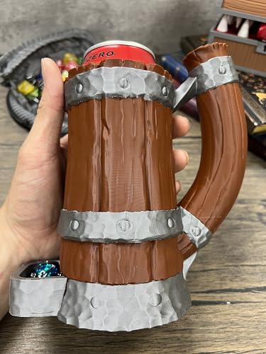 MunnyGrubbers - Tavern Mug Dice Tower - No Paint Odorless Insulated Cup Can Dice Tower - (Random 7PCS D20 Dice Set Included) - Dice Holder - Dungeons and Dragons - DND Gift - (Black/Gold)