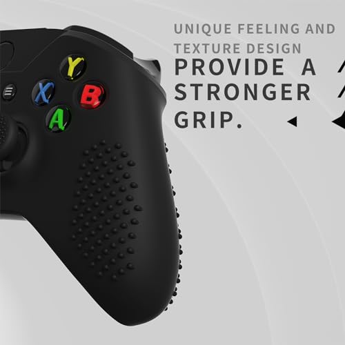 eXtremeRate PlayVital Soft Anti-Slip Silicone Controller Cover Skins Thumb Grips Caps Protective Case for Xbox One X/S Controller (Model 1708)- Black - color: Black