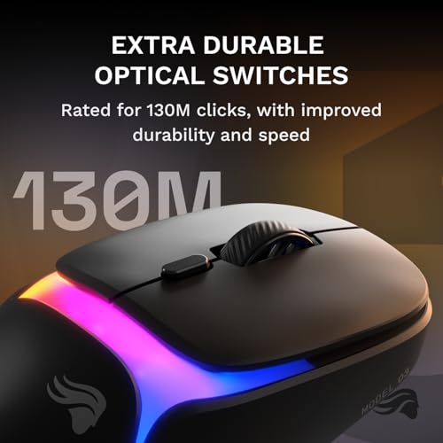 GLORIOUS Gaming Model O3 Wireless Gaming Mouse - InfinitePlay Swappable Battery, 130H Battery Life, 8k Polling, 130M Optical Switches, Ultralight 66g, 30K DPI Optical Sensor, RGB - Black - color: Black, style: Model O3 (Ambidextrous)
