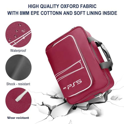HUIJUTCHEN PS5 Travel Case - Shockproof & Waterproof, Fits PS5 Disc & Digital Edition, Holds Console, Controllers & Game Cards