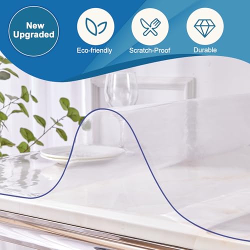 Transparent PVC Table Protector 12x48 Vinyl Table Cover Wood Furniture Screen Protection Plastic Table Cloth Desk Cover Mat Waterproof Heavy Duty Table Pad Crystal Desk Protector Rectangular - size: 12"x48"