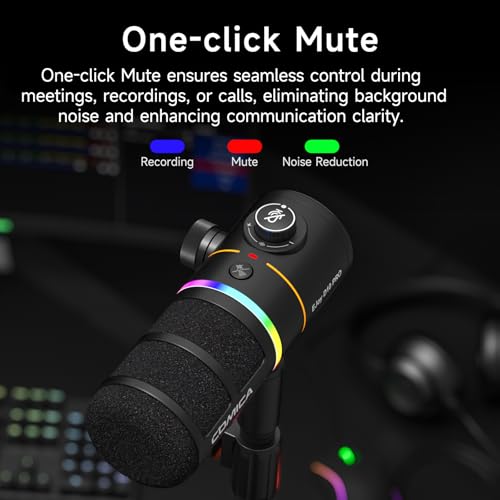 COMICA EJoy D10(D) USB/XLR Gaming Microphone with Noise Cancel, Boom Arm | Cardioid Dynamic Studio Mic, 48khz/24bit, 4-Level Gain & Real-Time Monitor, Streaming Microphone for Gamers & Streamer Pc/Ps5 - color: Black