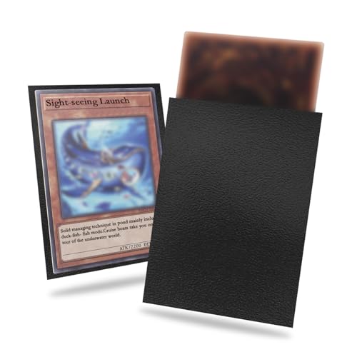200 Pack Card Sleeve Compatible with Yu-gi-oh Card Sleeve Japanese 62x89mm | Black Small Card Sleeves , Back Textured Perfect Shuffling, Protect Your Japanese Sized Trading Cards Photocard Never Tear - color: Black