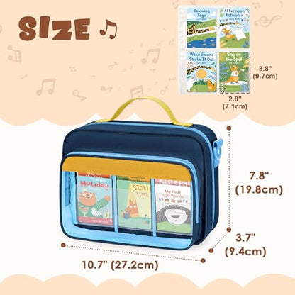 LoDrid Card Binder 4 Pocket with 50 Removable Sleeves Holds 409 Cards, Blue | Compatible with Yoto Cards, Card Case with Handle and Shoulder Strap for Travel, Bag Only, Patent Design - color: Blue