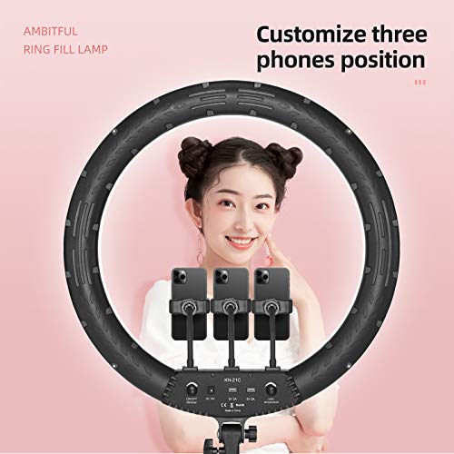 AMBITFUL 21-inch LED Ring Light, 50W 416 Beads, 3000K-6000K Adjustable Color Temperature, with Light Stand for Live Streaming, YouTube Videos, Photography, Smartphone/SLR Camera (2 Pack) - color: 21 inch