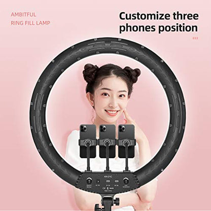 AMBITFUL 21-inch LED Ring Light, 50W 416 Beads, 3000K-6000K Adjustable Color Temperature, with Light Stand for Live Streaming, YouTube Videos, Photography, Smartphone/SLR Camera (2 Pack) - color: 21 inch