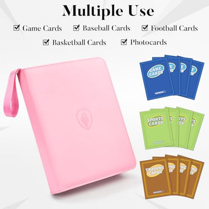 Fabmaker 9 Pocket Card Binder, PU Cover Trading Card Binder Holds 756 Cards | Premium 3 Ring Zipper Card Binder, Portable Baseball Card Binder, Collection Album for Game & Sport Cards, Cartoon Style - color: Cartoon Style