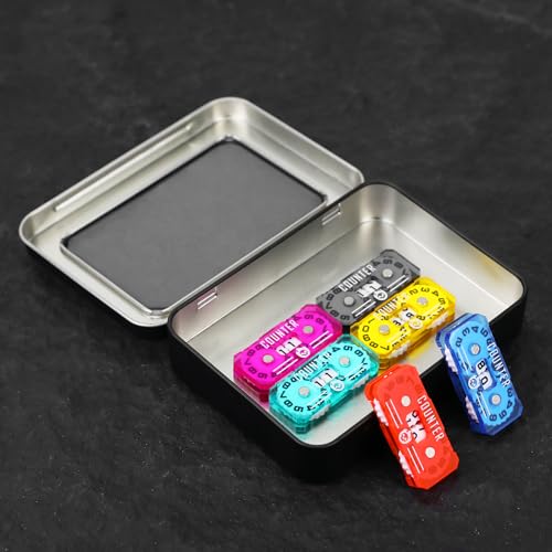 6PCS Life Counter with Metal Box, Health Tracker Life Counters Double Dials for Magic Card Games Accessories, Compatible with RPG D&D CCG TCG Tabletop Board Games - color: B Color Matching-6pcs