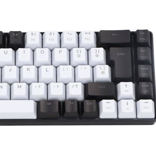 XUMIUZIY Membrane Wired Gaming Keyboard, RGB Backlit Membrane Gaming Keyboard, 68 Keys Linear Mechanical Feel Keyboard Ergonomic, USB Computer Keyboard for Office Home Game (Black and - color: Black and White