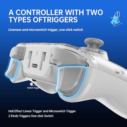 hosowe Wireless Mobile Gaming Controller Compatible for PC/Switch/Android/iOS, Interactive Screen PC Controller with Programmable, Hall Effect Joysticks&Triggers, Vibration, Motion Control (White) - color: White