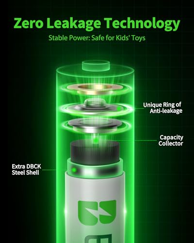 EBL 1100mAh Super Capacity AAA Rechargeable Batteries, 4 Pack | 1.2V NiMH, Pre-Charged, Mercury-Free, 1200 Cycles, Low self-discharge, Zero Leakage Technology, Compatible with Daily Device - size: 4 AAA