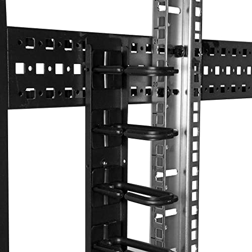 StarTech 20U Vertical Server Rack Cable Manager, D-Ring, 2.8ft (CMVER20UD) | Network rack cord manager panel, D-ring hooks, 2.8ft (0.85m) wire organizer, Improves airflow and passive cooling, Steel - style: 20U Vertical