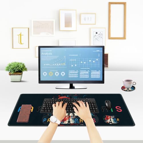 ToLuLu Extended Gaming Mouse Pad, Memory Foam Ergonomic Keyboard Mouse Wrist Rest Support Set, Large Desk Mat with Stitched Edges, Non-Slip Base Mousepad for Home Office and Game, Eiffel Tower Paris - color: Eiffel Tower Paris