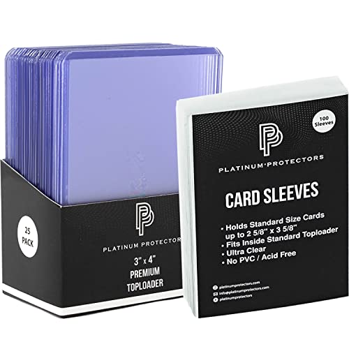 Platinum Protectors Premium Top Loaders (25 ct) and Ultra Clear Soft Penny Sleeves (100 ct) Bundle for Standard Trading Cards - size: 25 Toploaders + 100 Sleeves