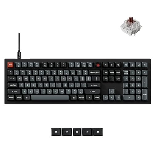 Keychron V6 8K Full Size Wired Mechanical Keyboard with Programmable Knob, 8000 Hz Polling Rate, OSA PBT Keycaps, Hot-swappable Super Brown Switchs, RGB Backlit for Mac Windows Linux - color: Brown Switch