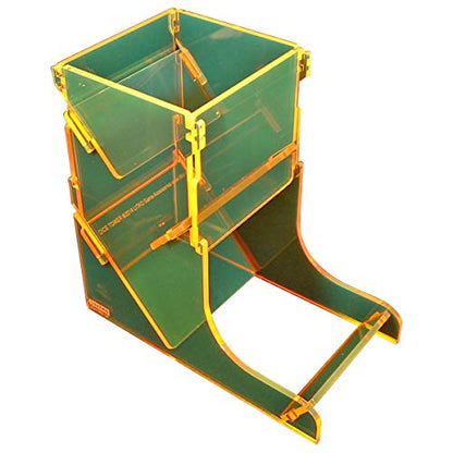 LITKO Dice Tower | TTRPG & Board Games | Fluorescent Yellow | Contains rolls, no dice off the table | Fits 16-25mm D6 & polyhedral sets | 5in tall | Laser-cut acrylic | Assembly required - color: Fluorescent Yellow