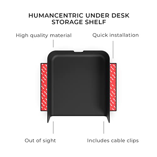 HumanCentric Under Desk Storage Shelf, Drawer Organizer | Office, Workstations, Tables, Sit Stand Desks, Gaming Setups, Mountable Storage Tray, Cable Management, Screw, Stick VHB Tape