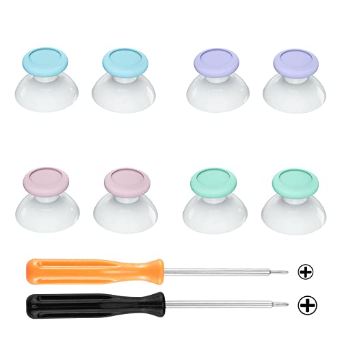 eXtremeRate Replacement 3D Joystick Thumbsticks, Analog Thumb Sticks with Cross Screwdriver for Nintendo Switch Pro Controller - Cherry Blossoms Pink & Mint Green & Heaven Blue & Light Violet - color: Cherry Blossoms Pink