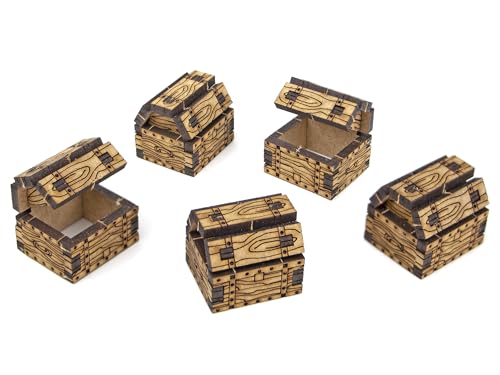TowerRex Box & Chest DND Terrain, Furniture 28mm Scale Scenery, Accessories for Dungeons & Dragons, Pathfinder, Warhammer, Crate Obstacles Tabletop Wargaming Miniatures, RPG Fantasy Battle Mat