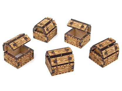 TowerRex Box & Chest DND Terrain, Furniture 28mm Scale Scenery, Accessories for Dungeons & Dragons, Pathfinder, Warhammer, Crate Obstacles Tabletop Wargaming Miniatures, RPG Fantasy Battle Mat