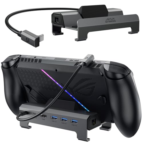 JSAUX 6-in-1 Docking Station for ROG Xbox Ally X/Steam Deck/LegionGo HB0612 | 4K@120Hz HDMI, Gigabit Ethernet, 100W PD Fast Charging, 3 USB 3.0 Ports, Widely Compatible with SteamOS & Windows Handhelds - color: 6-in-1 (Upgraded)