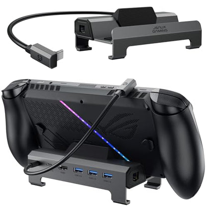 JSAUX 6-in-1 Docking Station for ROG Xbox Ally X/Steam Deck/LegionGo HB0612 | 4K@120Hz HDMI, Gigabit Ethernet, 100W PD Fast Charging, 3 USB 3.0 Ports, Widely Compatible with SteamOS & Windows Handhelds - color: 6-in-1 (Upgraded)