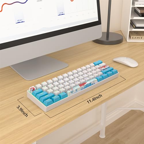 Fogruaden Wired 60% Percent Mechanical Keyboard RGB Gaming Keyboard 60 Percent, Ultra-Compact 61Keys Mini Wired Keyboard with Red Switch for Win/Mac PC Gamer - color: BlueWhite/Red Switch