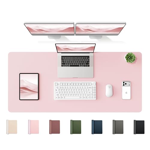 YSAGi 47.2" x 17" Large PU Leather Desk Mat for Keyboard and Mouse - Waterproof Non-Slip Desk Pad Protector for Office, Home, Writing Desk, Pink - color: Pink, size: 47.2" x 17"