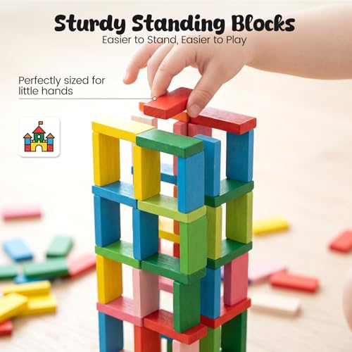 BigOtters Extra Large Domino Blocks Set for Kids, Educational Racing Game Party Favor for Boys and Girls,Colorful 108 PCS