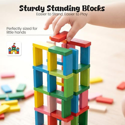 BigOtters Extra Large Domino Blocks Set for Kids, Educational Racing Game Party Favor for Boys and Girls,Colorful 108 PCS