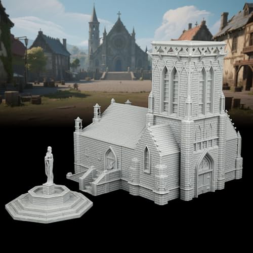 AUSPDICE DND Terrain Sacred Church Set – 7-Piece RPG Building Kit for Tabletop Roleplaying Games, Compatible with 28mm Figures Dungeons and Dragons Map and TTRPG Accessories-AF1089