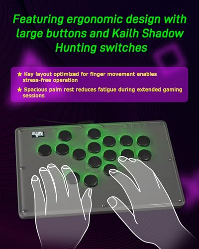 Sehawei Haute42 Arcade Stick V16 All-Button Arcade Controller 16Keys for PC/Ps3/Ps4/Switch/Steam,Fight Stick for Fighting Games with Custom RGB & Turbo Functions & Hot Swap - 30th Anniversary Edition